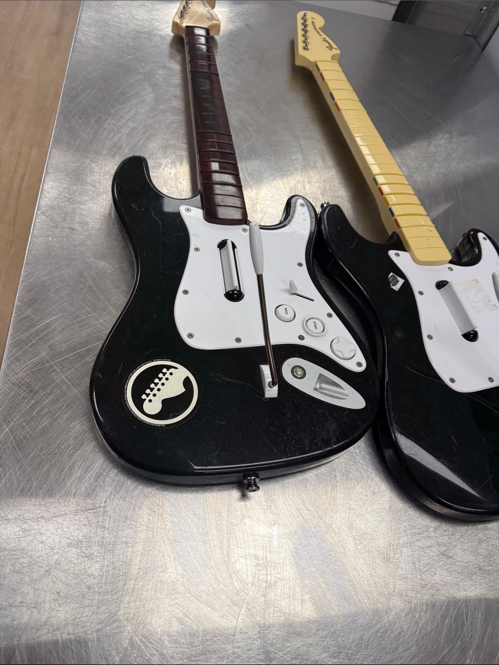 Black Electric Guitar Controller with White Pickguard